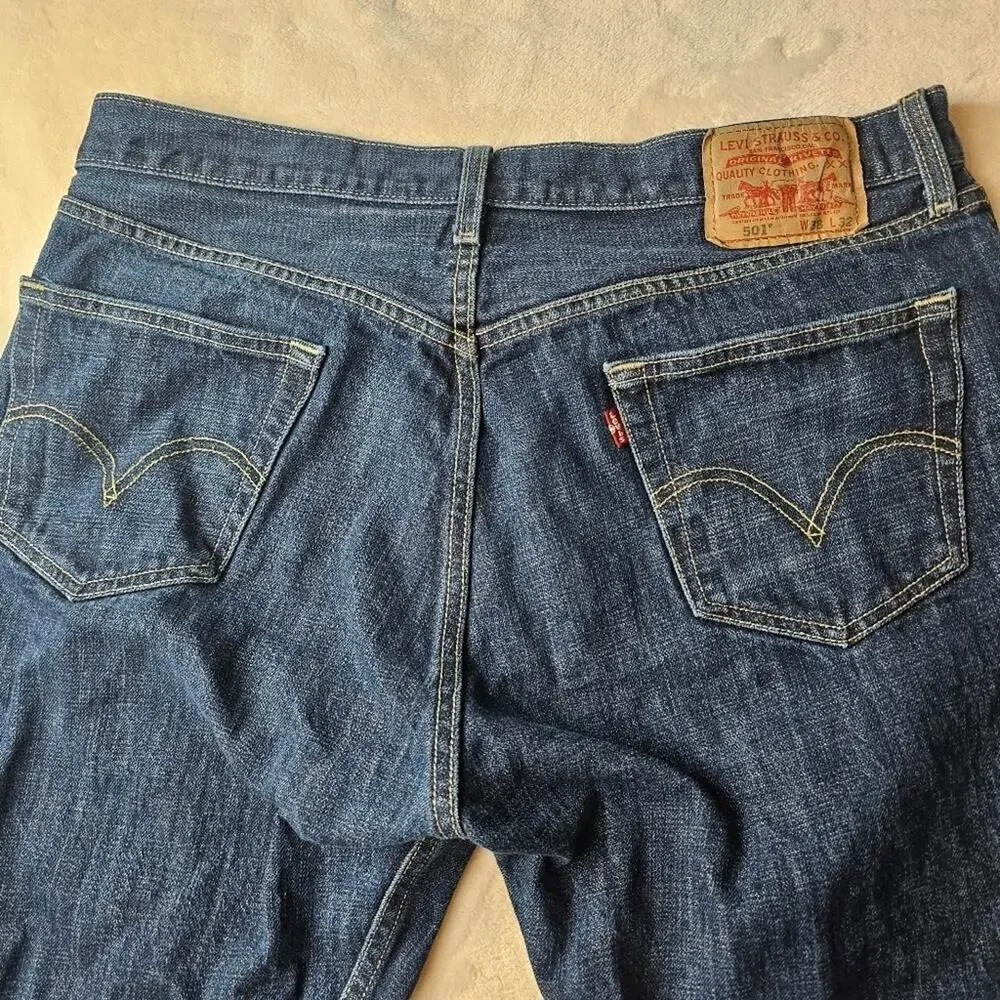 Levis 501 Straight Jeans Denim Men's 38x32 Button Fly Western Cowboy Mexico